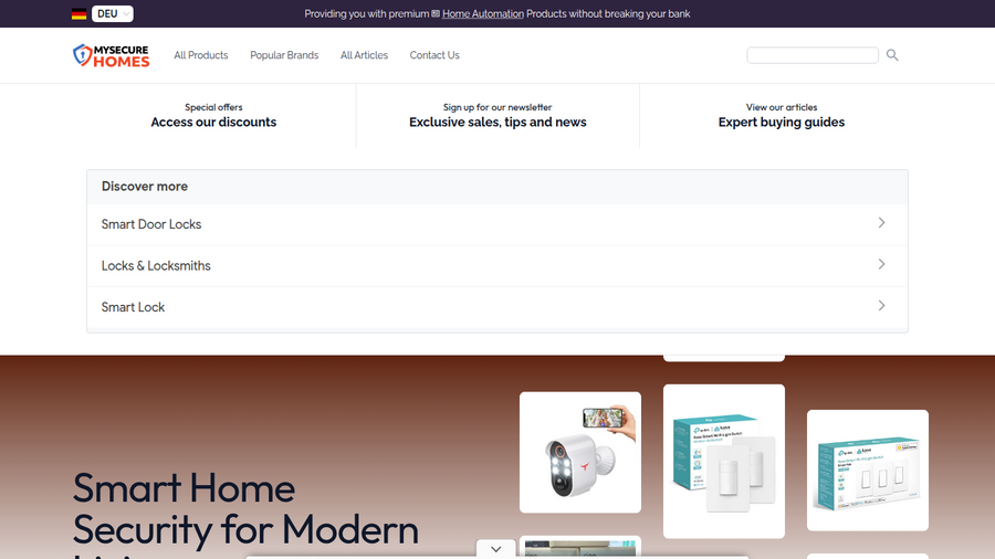 My Secure Homes website screenshot