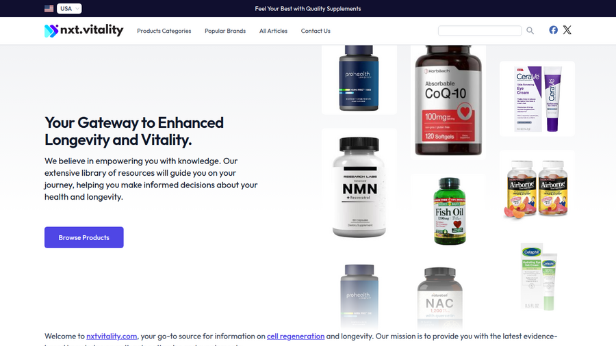 NXT Vitality website screenshot